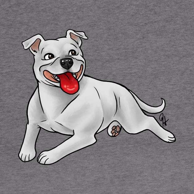 Dog - Staffordshire Bull Terrier - White by Jen's Dogs Custom Gifts and Designs